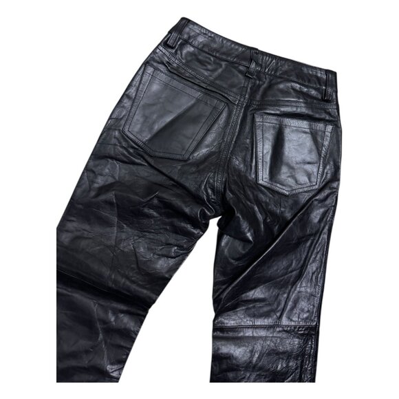 GAP Vintage Y2K Bootcut GENUINE LEATHER Straight Motorcycle Biker Pants Womens 0 - Picture 5 of 7